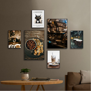 Set 6 tranh canvas treo tường chủ đề cafe BH142 - Tranh treo trang trí, decor quán cafe, quán nước, tiệm cafe cao cấp