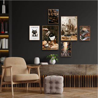 Set 6 tranh canvas treo tường chủ đề cafe BH142 - Tranh treo trang trí, decor quán cafe, quán nước, tiệm cafe cao cấp