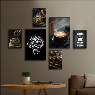 Set 6 tranh canvas treo tường chủ đề cafe BH142 - Tranh treo trang trí, decor quán cafe, quán nước, tiệm cafe cao cấp