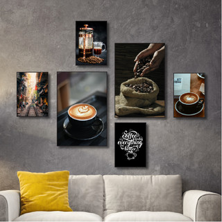 Set 6 tranh canvas treo tường chủ đề cafe BH142 - Tranh treo trang trí, decor quán cafe, quán nước, tiệm cafe cao cấp