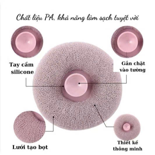 Bông Tắm Tẩy Tế Bào Chết - Bông Tắm Tròn Có Nắm Cầm