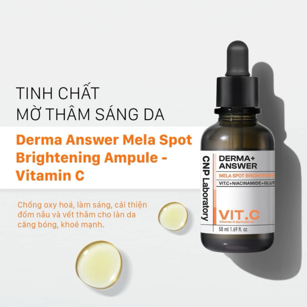 Tinh Chất Vitamin C Mờ Thâm Sáng da CNP Derma+ Answer Mela Spot Brightening Ampule 15ml/50ml