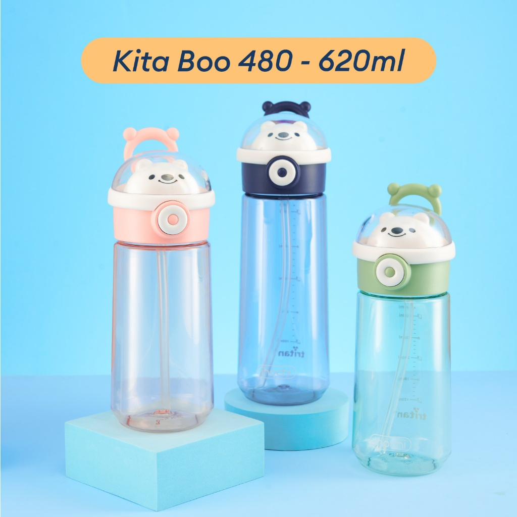 Bình đựng nước Nhựa tritan INOCHI an toàn, có kèm ống hút, dây đeo cho bé. Bình nước nhiều dung tích