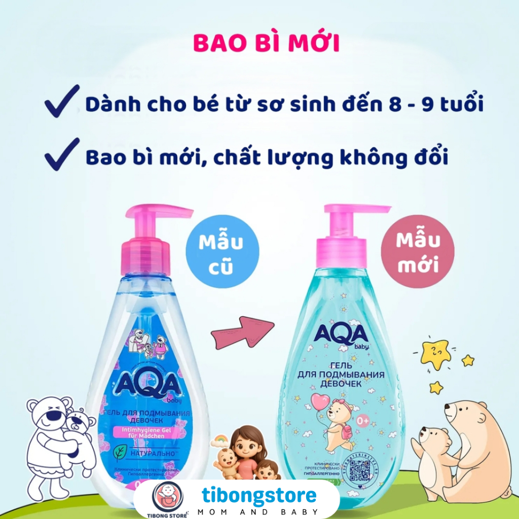 Dung dịch vệ sinh bé gái AQA baby từ 0-8 tuổi