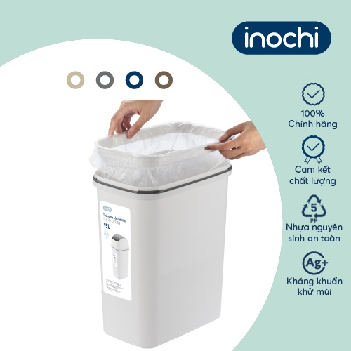 Thùng rác nắp lật 10L (có kèm ruột) inochi cao cấp, thùng rác văn phòng, có ion Ag+ kháng khuẩn