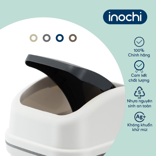 Thùng rác nắp lật 15L (có kèm ruột) inochi cao cấp, thùng rác văn phòng, có ion Ag+ kháng khuẩn