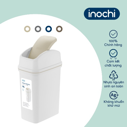 Thùng rác nắp lật 15L (có kèm ruột) inochi cao cấp, thùng rác văn phòng, có ion Ag+ kháng khuẩn