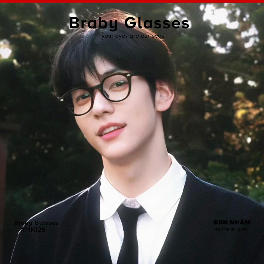 Gọng Kính Cận Dẻo Vuông Nam Nữ Braby Glasses Chất Liệu Nhựa Dẻo Siêu Nhẹ Thiết Kế Sang Trọng MK126