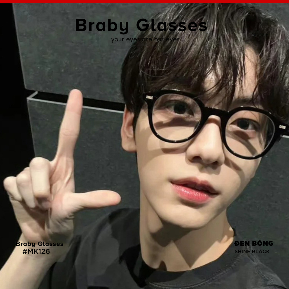 Gọng Kính Cận Dẻo Vuông Nam Nữ Braby Glasses Chất Liệu Nhựa Dẻo Siêu Nhẹ Thiết Kế Sang Trọng MK126