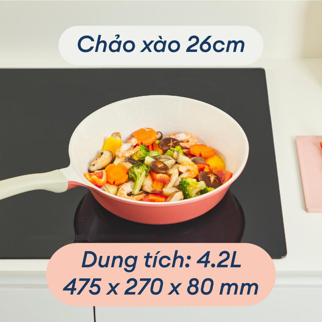 Chảo vân đá Inochi - Omi Simple Rán/Xào 20cm, 26cm,28cm