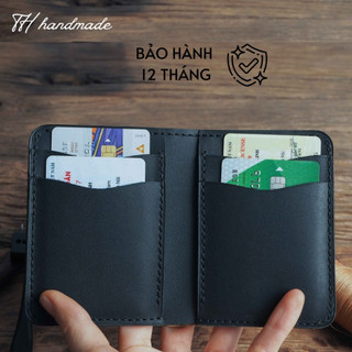 Bóp nam ZENY da bò sáp ngựa điên cổ điển TH HANDMADE , Ví da bò mini Vintage màu Nâu/đen Không khóa