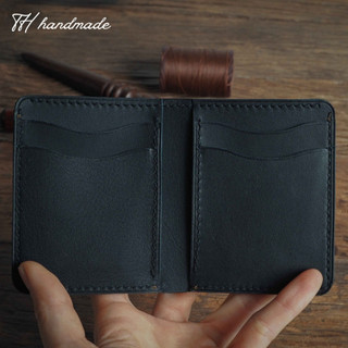 Bóp nam ZENY da bò sáp ngựa điên cổ điển TH HANDMADE , Ví da bò mini Vintage màu Nâu/đen Không khóa