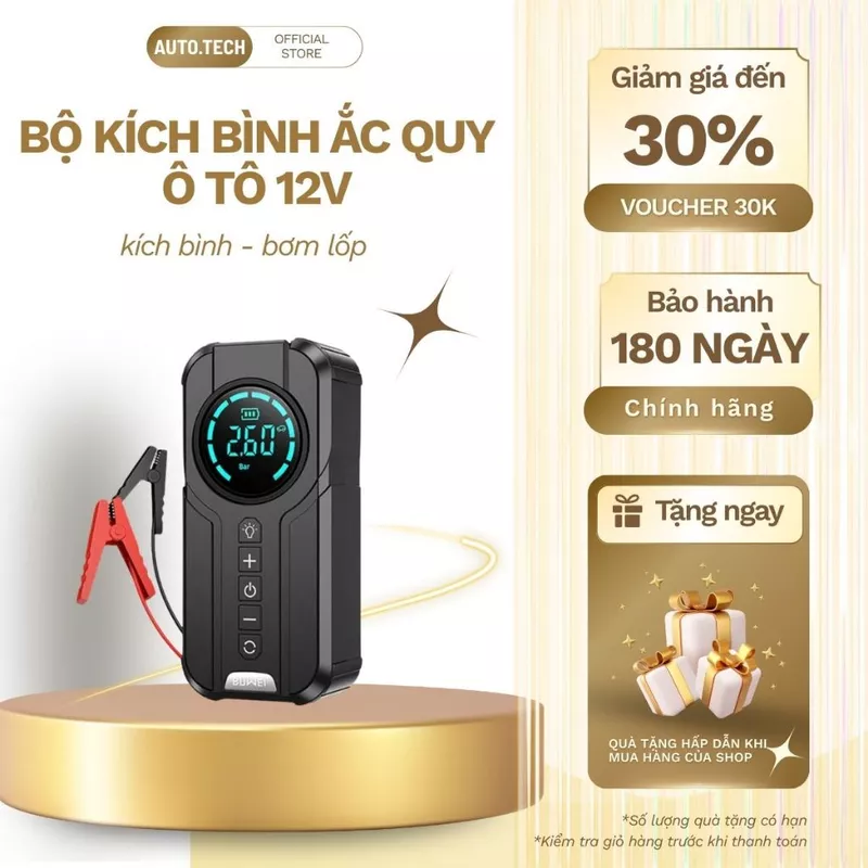 Bộ kích điện khởi động khẩn cấp nguồn điện ô tô 12V OZIO ,Kích bình ắc quy ô tô,Kích bình-bơm lốp xe hơi an toàn — ảnh 1