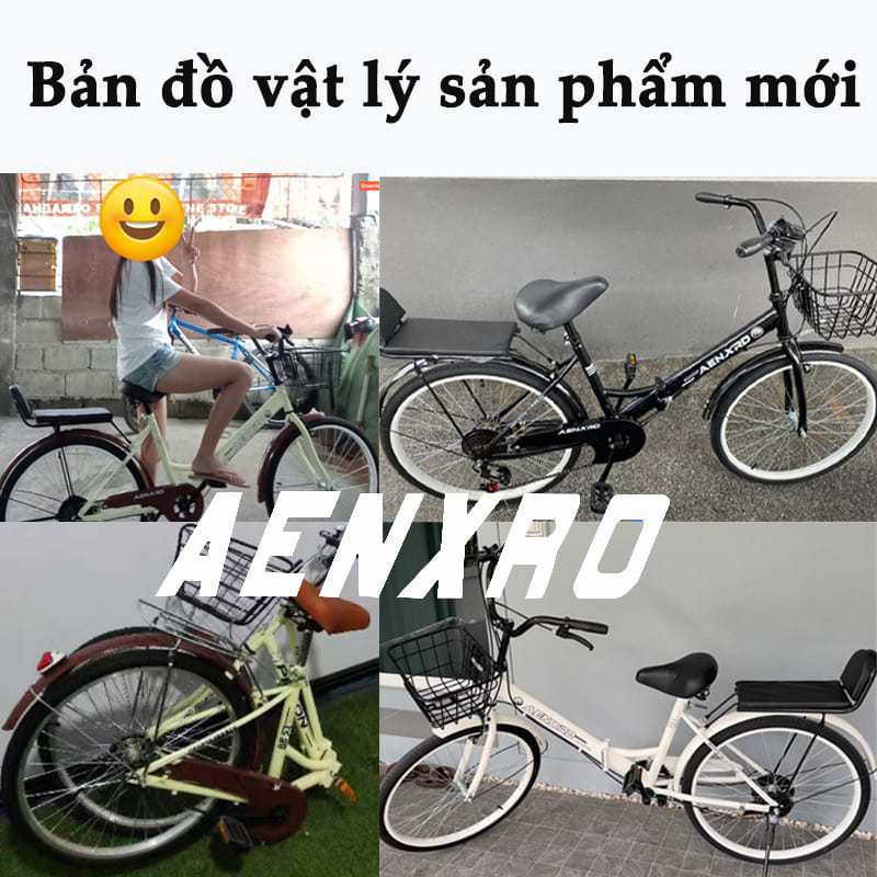 Xe đạp gấp cho gia đình 24/26 inch nữ yên xe thoải mái có giỏ 7 tốc độ phong cách cổ điển