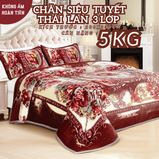 [ẢNH THẬT] Chăn Siêu Tuyết Thái Lan 5kg - Chăn Đại Hàn, Chăn 2 Lớp Siêu Dày Nhập Khẩu Cỡ Lớn 2mx2m3