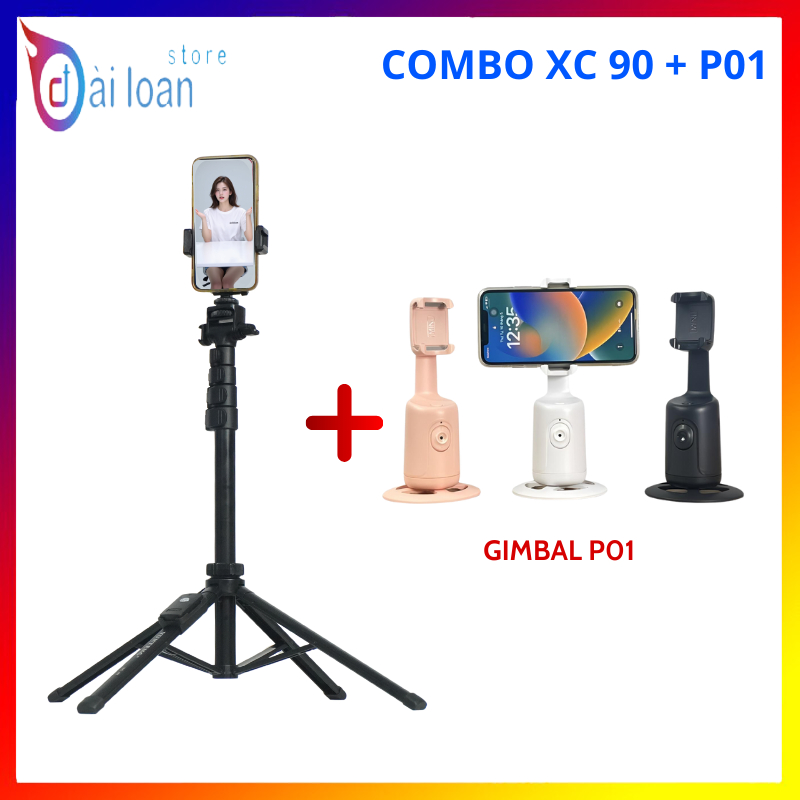 Combo Gậy Tự Sướng Yunteng XC90 + Gimbal Xoay 360 P01 – Phụ Kiện Livestream, Quay Video