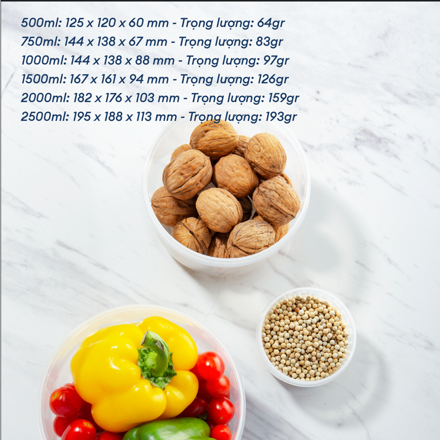 Hộp thực phẩm chữ nhật INOCHI, sử dụng được trong lò vi sóng, máy rửa chén. GIAO MÀU NGẪU NHIÊN