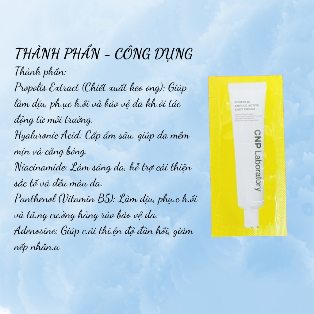 Gói Kem dưỡng keo ong tái tạo phục hồi da CNP Laboratory Propolis Active Cream 1ml