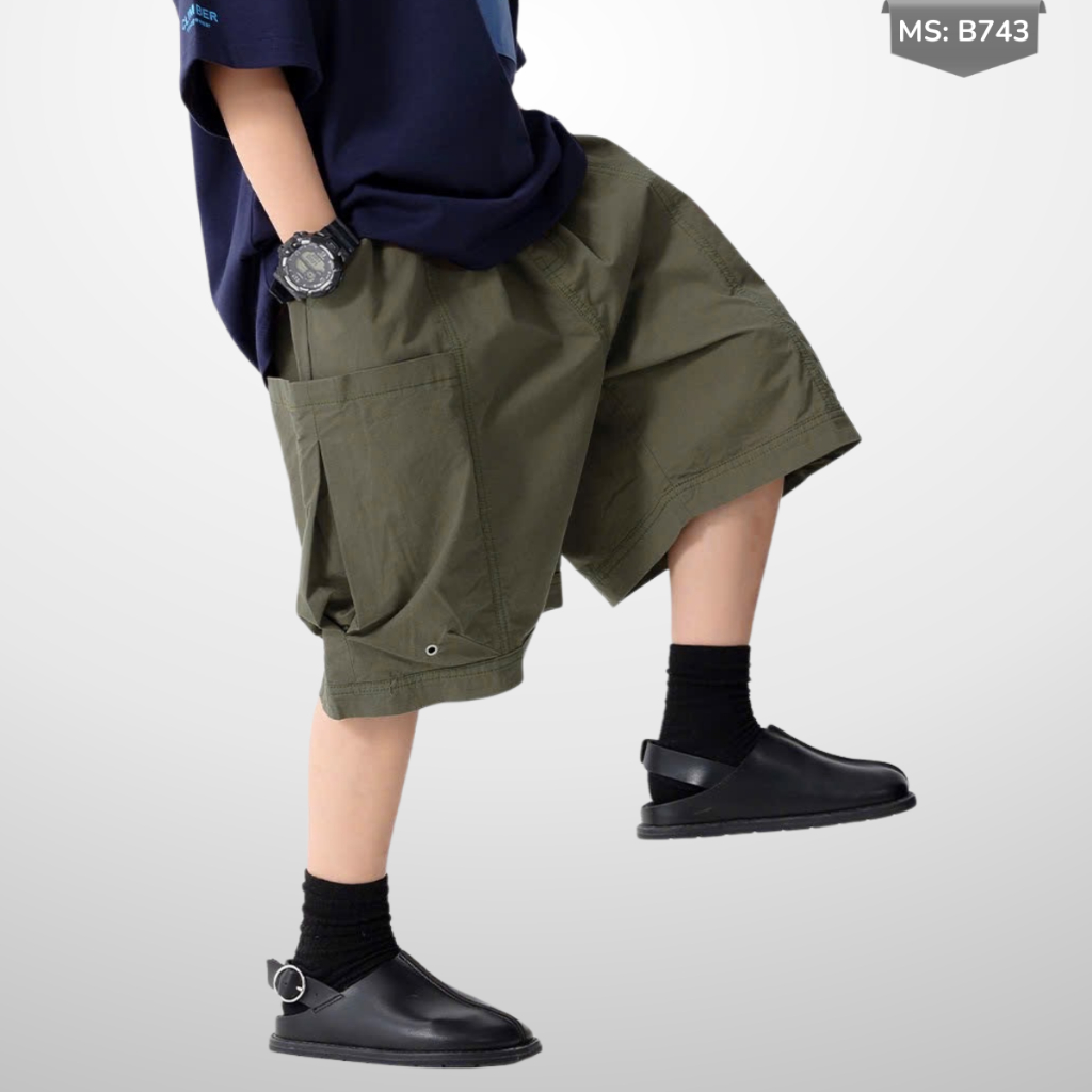 Quần Short Kaki Túi Hộp Trẻ Em Phong Cách Đường Phố Cho Bé Trai Bé Gái B743 | JJ Kids Fashion