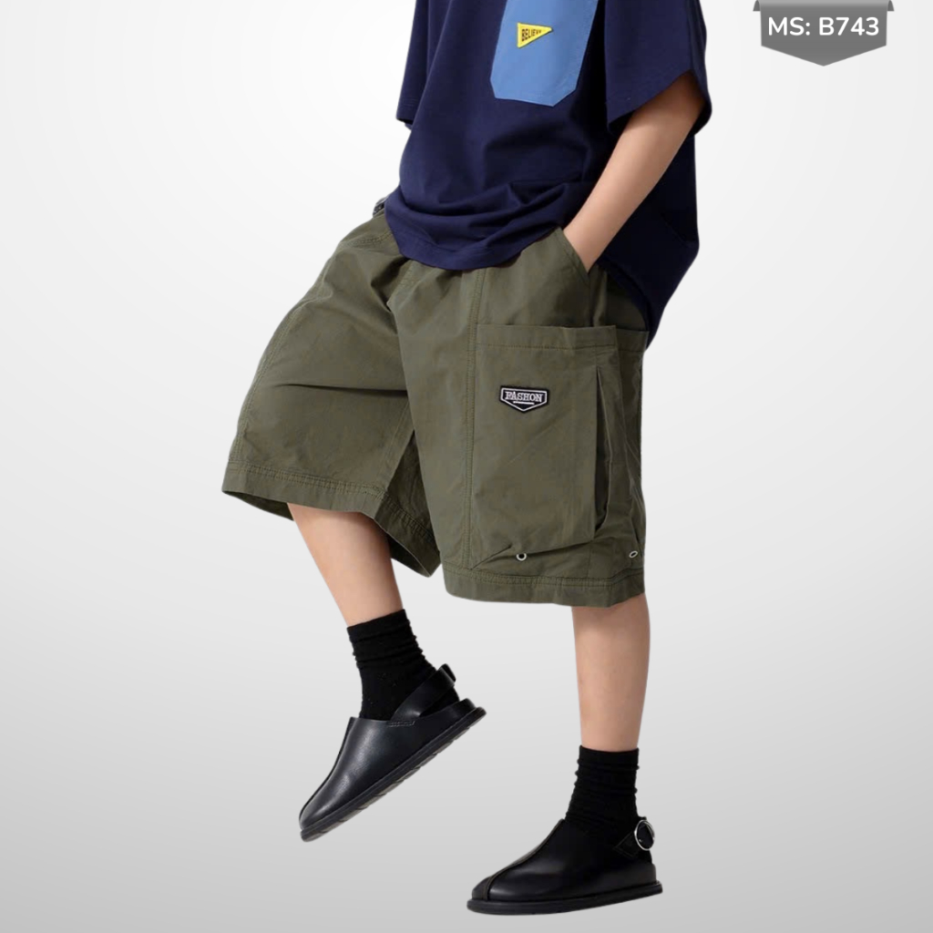 Quần Short Kaki Túi Hộp Trẻ Em Phong Cách Đường Phố Cho Bé Trai Bé Gái B743 | JJ Kids Fashion