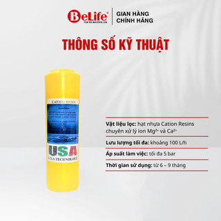 Lõi lọc nước số 2 Cation 10 inch khử cặn đá vôi, dùng cho máy lọc nước gia đình Ro