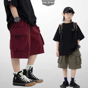 Quần Short Kaki Túi Hộp Trẻ Em Phong Cách Đường Phố Cho Bé Trai Bé Gái B744 | JJ Kids Fashion