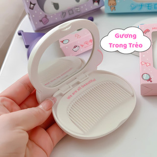 Gương Kèm Lược Mini 2in1 Hình Kuromi /Cinnamoroll /Melody Siêu Xinh Cho Bé Gái Thiết Kế Dễ Thương Nhỏ Gọn Dễ Dàng Bỏ Túi