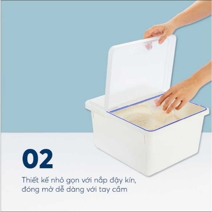 Thùng đựng gạo INOCHI chống ẩm mốc, oxi hóa, mùi hôi, thùng đựng thực phẩm sạch, kháng khuẩn.
