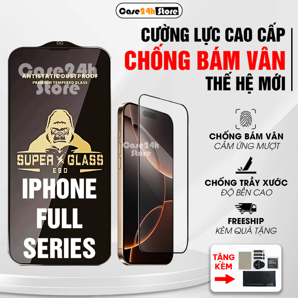 Kính cường lực iphone 17 pro max , 17 Air, 17, 16/15/14/13/12/11 Pro/Plus/Promax/Mini/Xs/Xr/6s/7s/8s Plus- 𝐂𝐚𝐬𝐞𝟐𝟒𝐡_𝐒𝐭𝐨𝐫𝐞