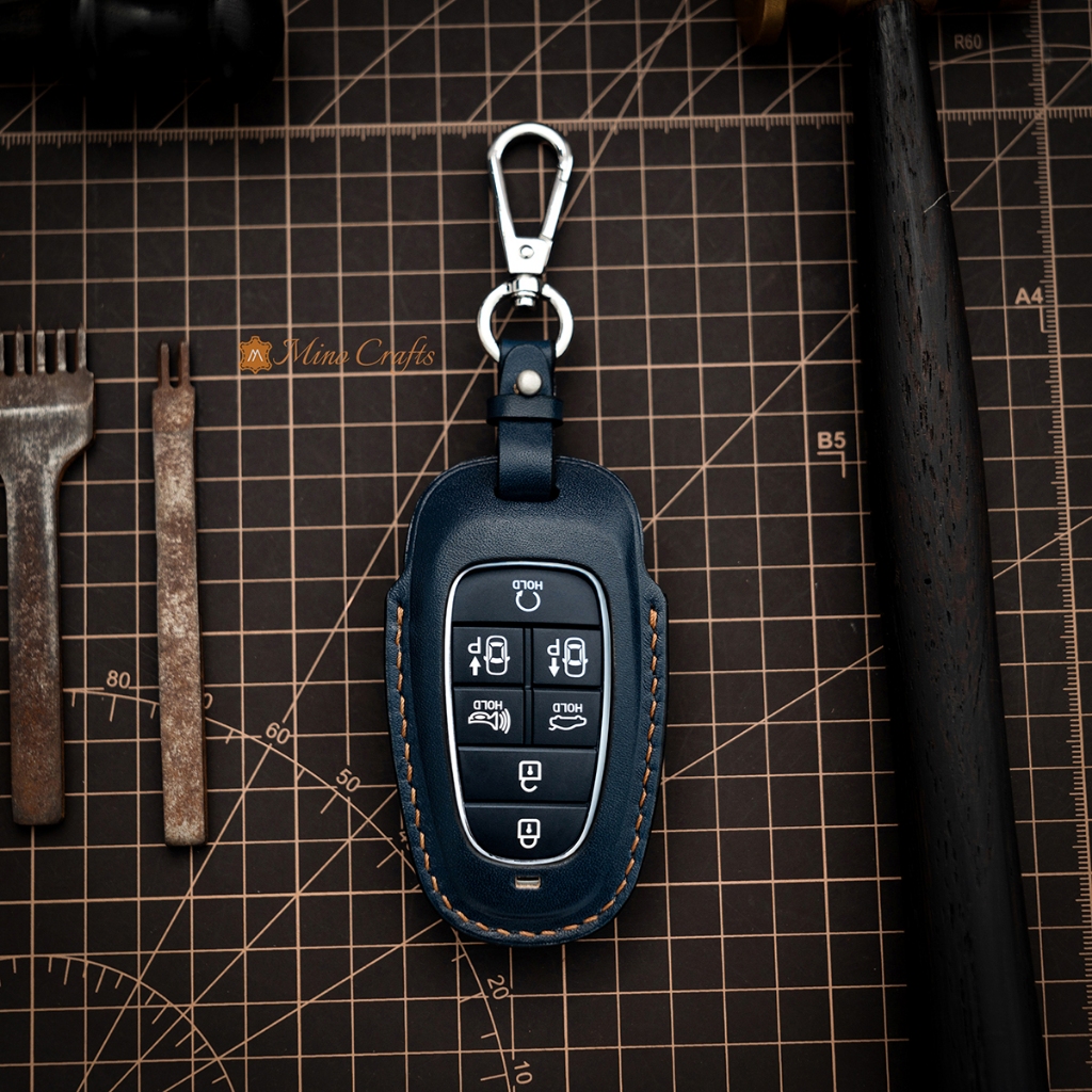 Mino Crafts- Bao da chìa khóa Hyundai Santafe 22-24, Tucson, Palisade - Da bò thật - Nhiều màu sắc