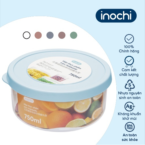 Hộp thực phẩm tròn inochi, nhựa nguyên sinh k chứa BPA, an toàn lò vi sóng máy rửa bát, bỏ được tủ đông inochi store hcm