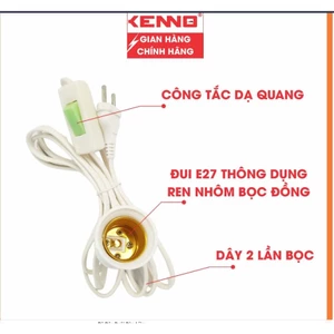 Dây Đuôi Đèn Liền Công Tắc Dạ Quang Kenno DS6,DS7 Sẵn Phích Cắm