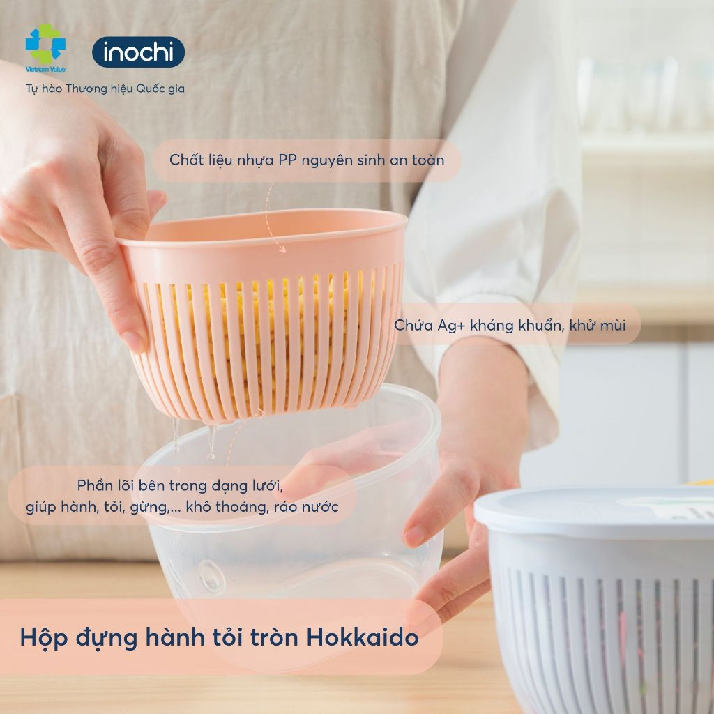 Hộp đựng hành tỏi nhà bếp Hokkaido 2 lớp ráo nước, cấp đông được thực phẩm