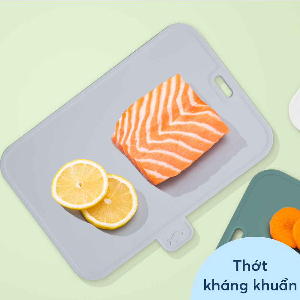 Bộ 4 thớt INOCHI kèm khay đỡ ráo nước. Nhựa pp kháng khuẩn, không ám mùi. Thớt cắt thịt cá, rau củ