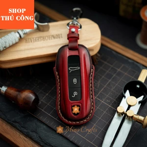 Bao da chìa khóa Porsche Taycan , Bao da chìa khóa thủ công , Khắc tên miễn phí , Nhiều màu sắc