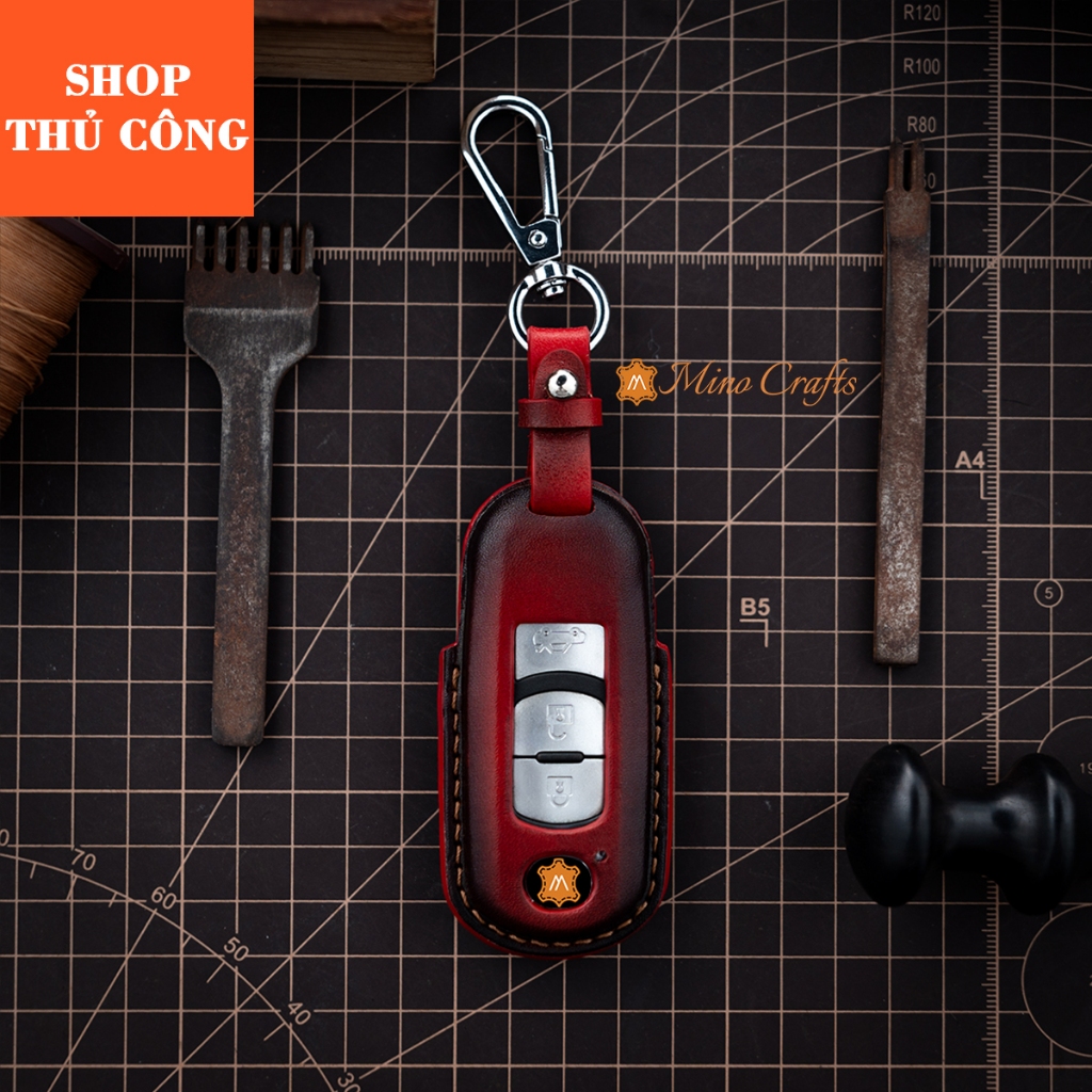 Bao da chìa khóa MAZDA CX5 CX8 CX30 , Bao da chìa khóa thủ công , Khắc tên miễn phí
