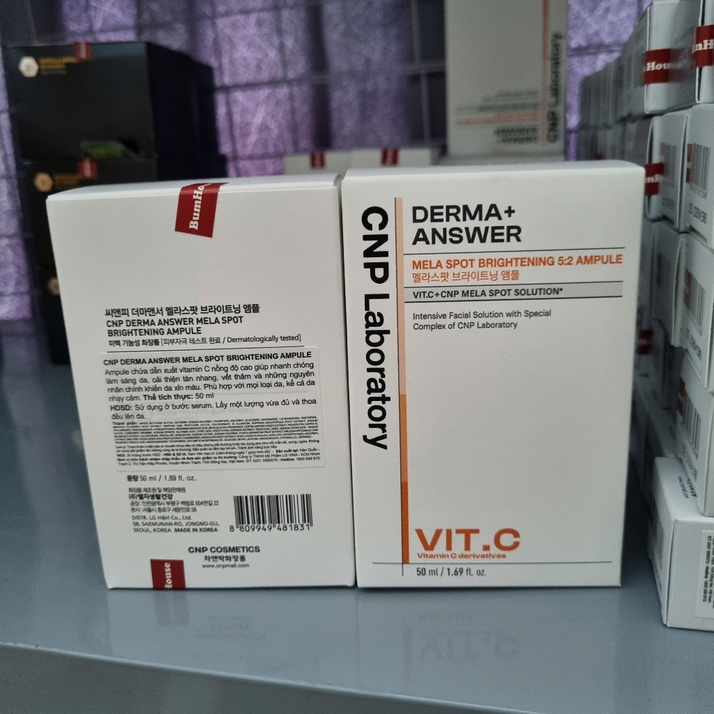 Tinh Chất Vitamin C Mờ Thâm Sáng da CNP Derma+ Answer Mela Spot Brightening Ampule 15ml/50ml