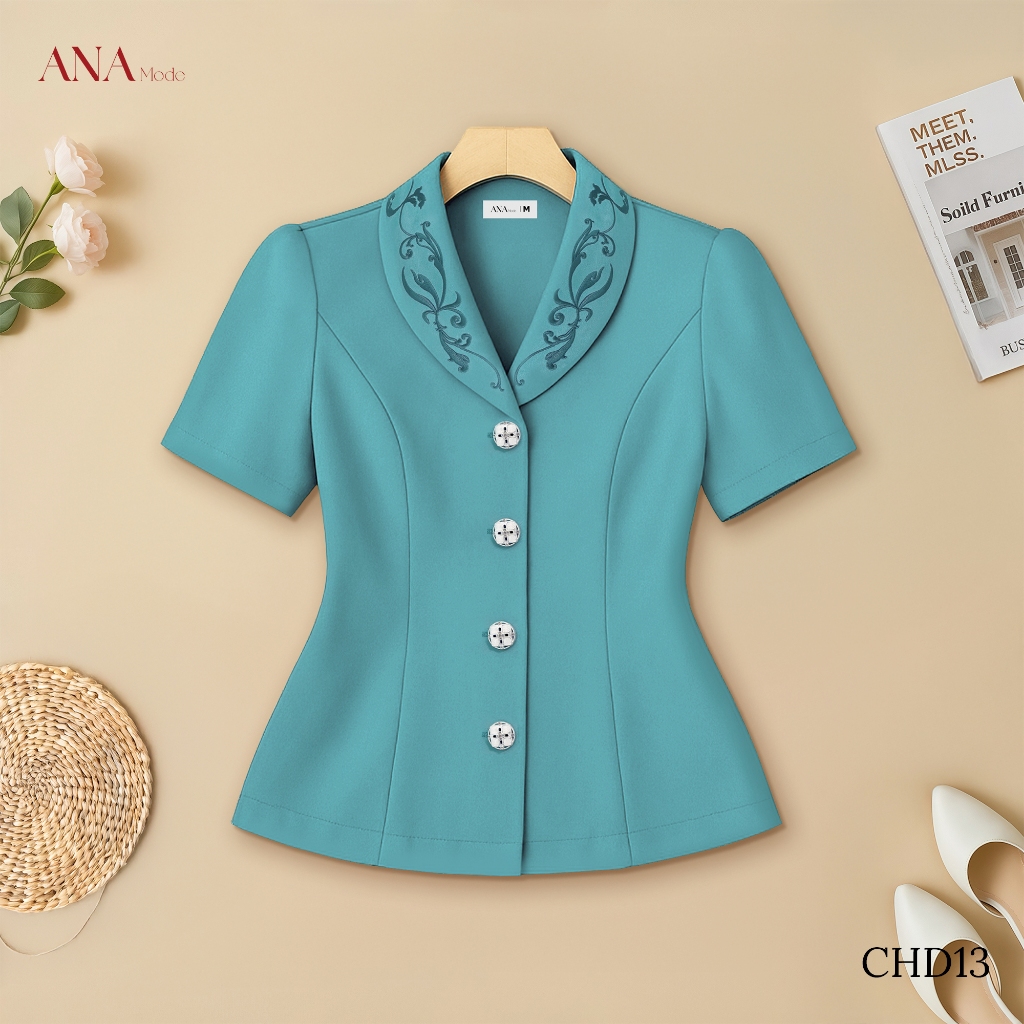 Áo Kiểu Form Rộng Trung Niên ANA Mode Chất Liệu Cotton Lạnh Thanh Lịch Đi Tiệc Quà Tặng Mẹ AK25CHD13