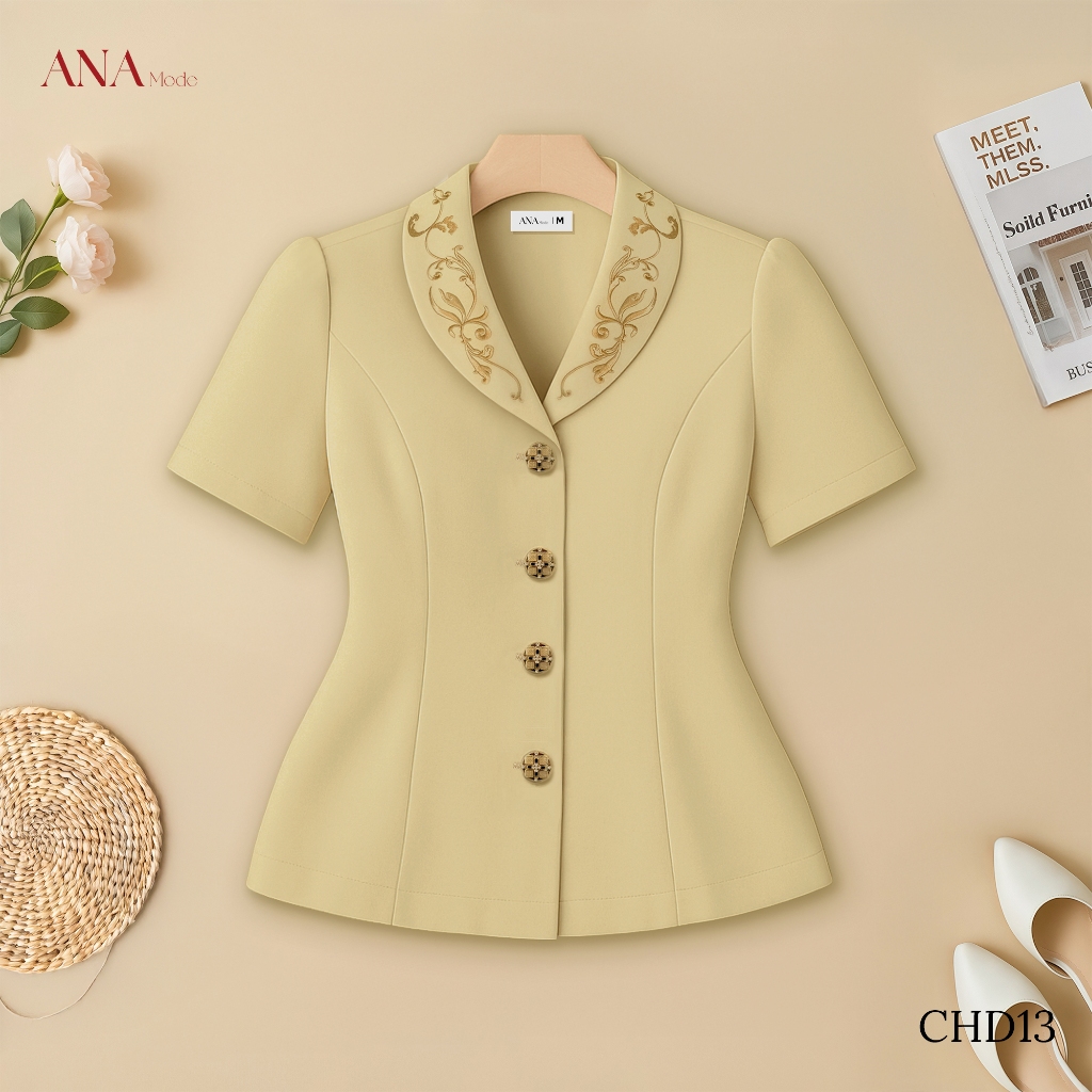 Áo Kiểu Form Rộng Trung Niên ANA Mode Chất Liệu Cotton Lạnh Thanh Lịch Đi Tiệc Quà Tặng Mẹ AK25CHD13