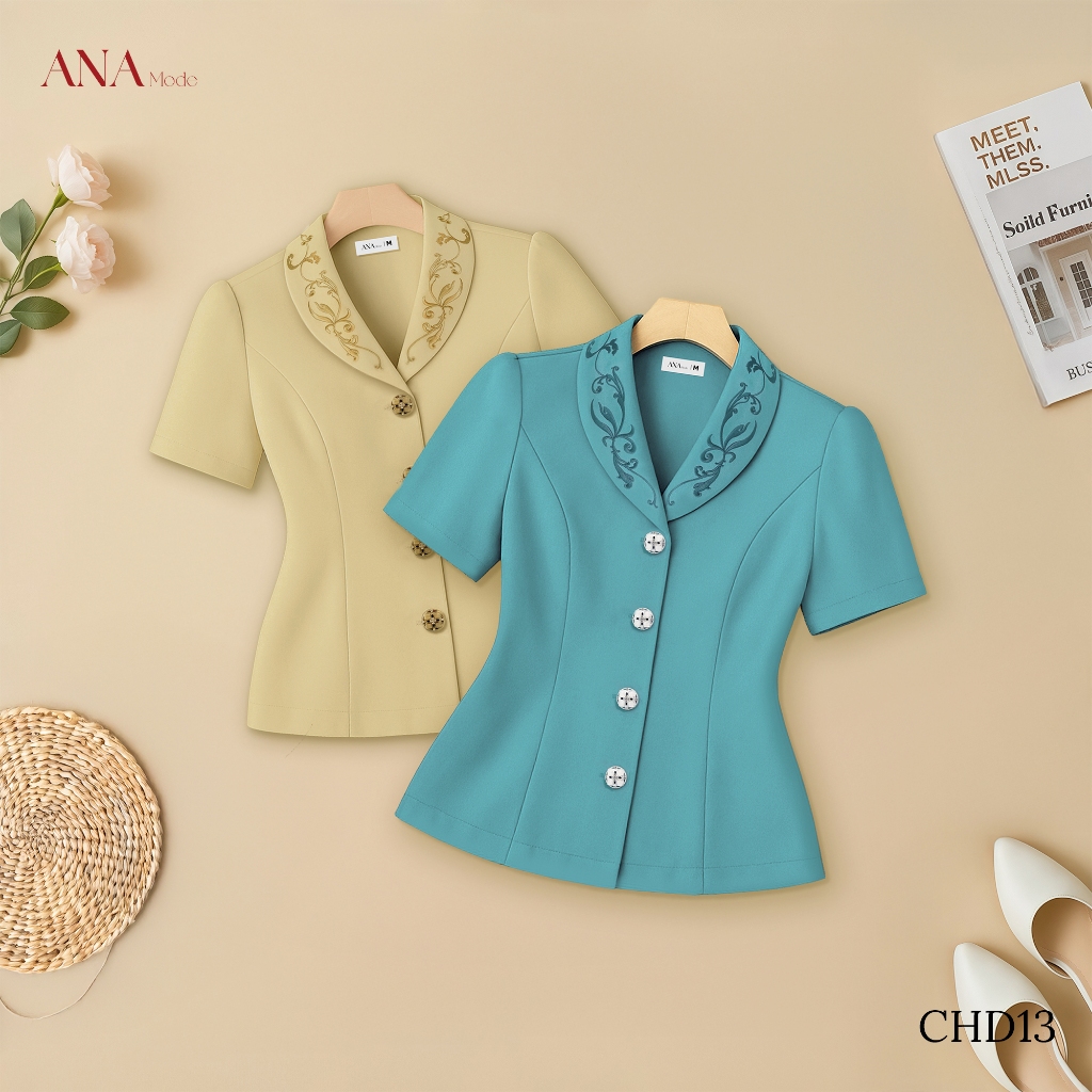 Áo Kiểu Form Rộng Trung Niên ANA Mode Chất Liệu Cotton Lạnh Thanh Lịch Đi Tiệc Quà Tặng Mẹ AK25CHD13