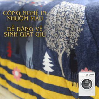 Chăn Lông Cừu Trần Bông HueBo Bedding 3 Lớp Siêu Dày, Chăn Đại Hàn Cao Cấp Chống Xô Lệch, Vón Cục