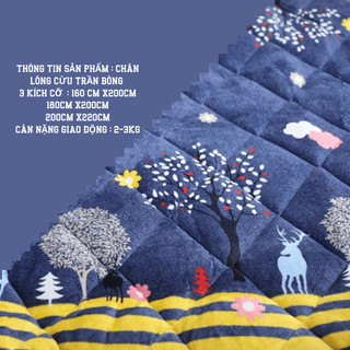 Chăn Lông Cừu Trần Bông HueBo Bedding 3 Lớp Siêu Dày, Chăn Đại Hàn Cao Cấp Chống Xô Lệch, Vón Cục