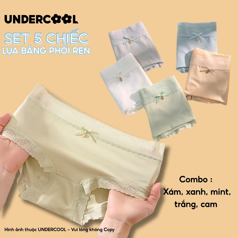 Combo 5 Quần Lót Nữ Su Lụa Băng Phối Ren UNDERCOOL, Quần Lót Ren Sexy Gợi Cảm, Quyến Rũ, Mềm Mịn Thoáng Khí CB-QL67