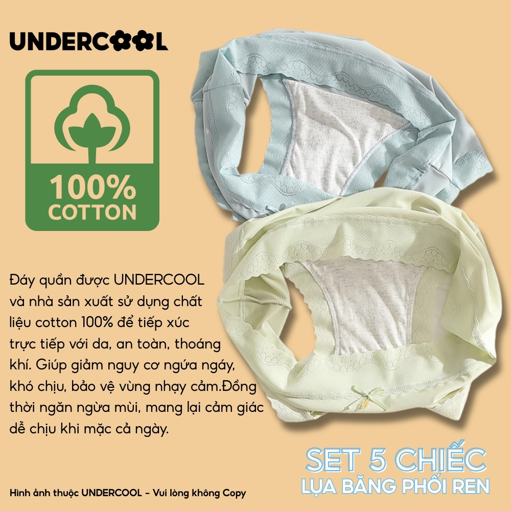Combo 5 Quần Lót Nữ Su Lụa Băng Phối Ren UNDERCOOL, Quần Lót Ren Sexy Gợi Cảm, Quyến Rũ, Mềm Mịn Thoáng Khí CB-QL67