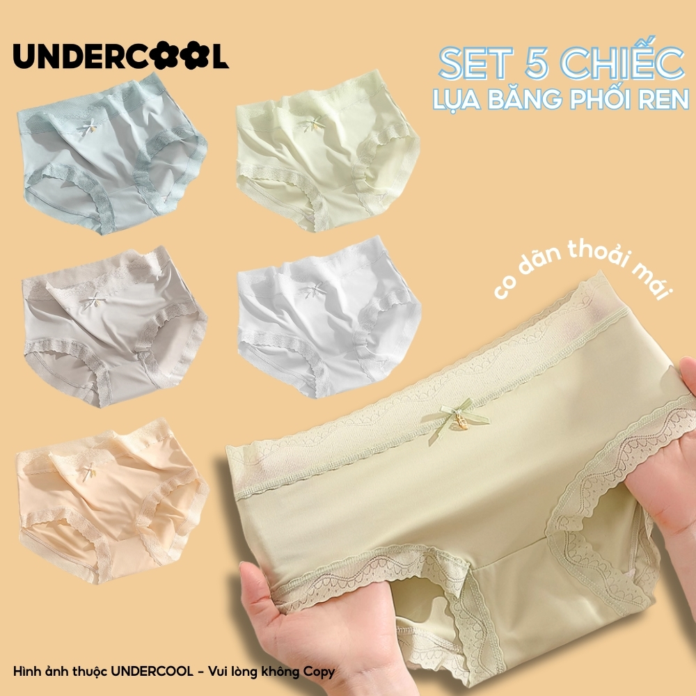 Combo 5 Quần Lót Nữ Su Lụa Băng Phối Ren UNDERCOOL, Quần Lót Ren Sexy Gợi Cảm, Quyến Rũ, Mềm Mịn Thoáng Khí CB-QL67