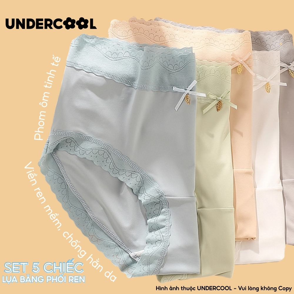 Combo 5 Quần Lót Nữ Su Lụa Băng Phối Ren UNDERCOOL, Quần Lót Ren Sexy Gợi Cảm, Quyến Rũ, Mềm Mịn Thoáng Khí CB-QL67