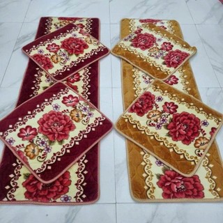 Đệm trải ghế hoa bông hồng 3D, thảm nỉ nhung hình hoa chống trượt kích thước 1m7x50cm - bmbedding