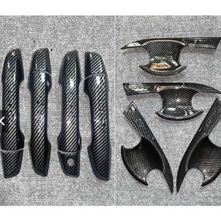 Ốp tay nắm cửa, hõm cửa, nắp xăng xe Suzuki XL7 2020- HIỆN NAY - Mẫu Vân Carbon cao cấp
