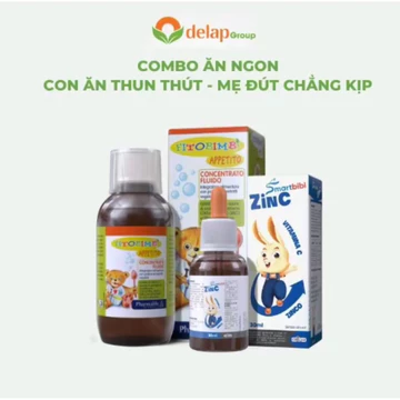 Fitobimbi Appetito + Smartbibi Zinc Combo Ăn Ngon Cho Bé Bổ Sung Kẽm Hữu Cơ Cà Khoáng Chất Cho bé Từ 6 tháng