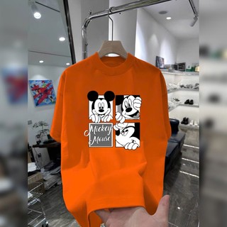 Áo thun hoạt hình Mickey Mouse MK24 unisex nam nữ form rộng 100% cotton